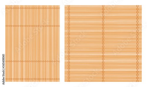 Set of two bamboo mat, square and rectangle. Natural and eco-friendly background or element for your design. Vector illustration.