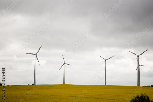 windmill in a field in cloudy weather