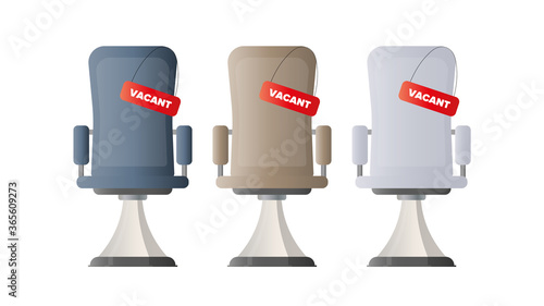 Office chair with vacancy table. The concept of search for employees, HR, vacancy. Vector.