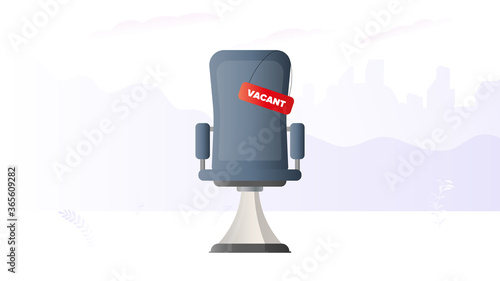 Office chair with vacancy table. The concept of search for employees, HR, vacancy. Vector.