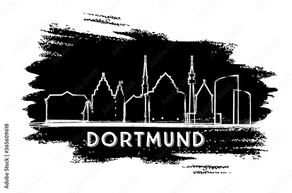 Dortmund Germany City Skyline Silhouette. Hand Drawn Sketch.