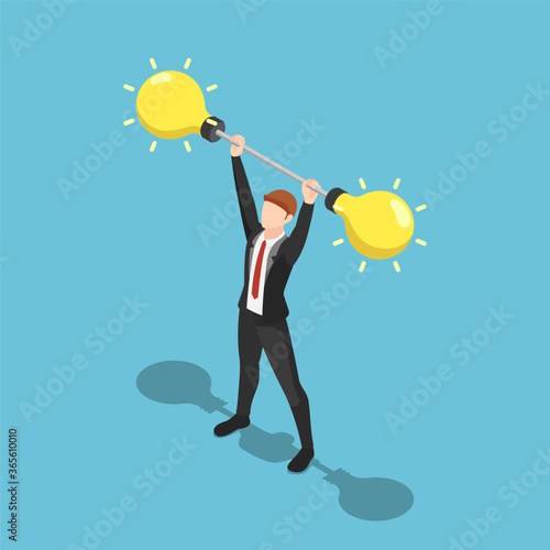 Isometric businessman lift idea barbell weight up