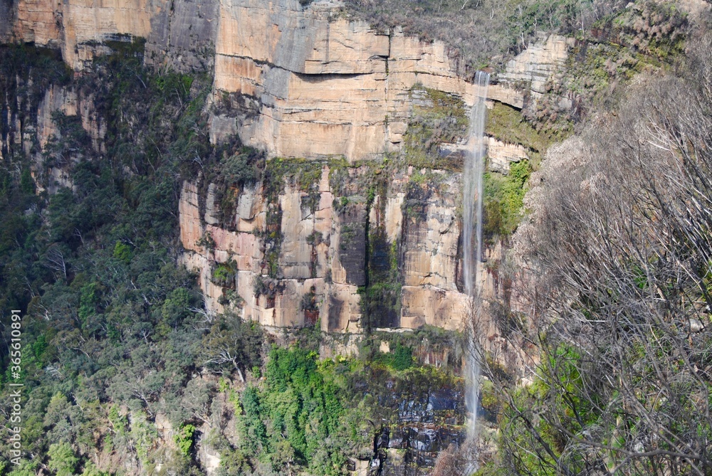 The natural waterfalls in the Blue Mountains national park, Australia