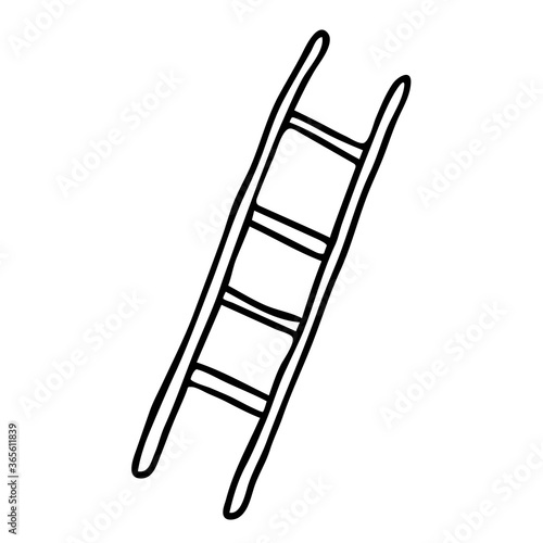 Hand-draw black vector illustration of metallic or wooden ladder isolated on a white background