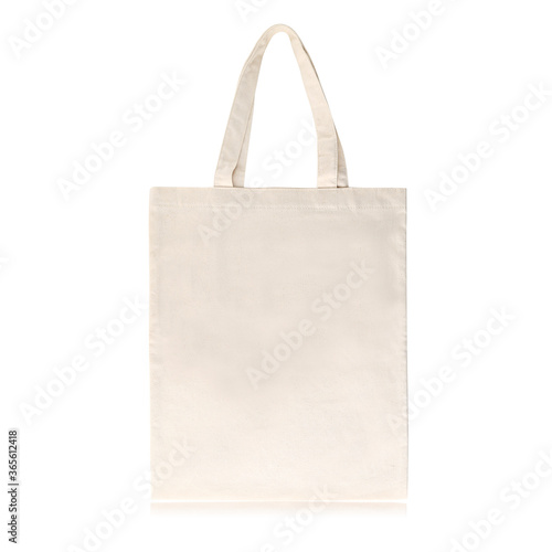 Blank Eco Friendly Beige Colour Rectangular Canvas Tote Bag for branding, Isolated on White Background. Clear reusable Bag for Groceries mock up. Empty linen fabric tote bag for template. Front View.