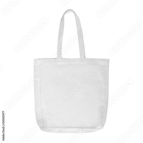 Natural White Linen Fabric Fashion Cotton & Eco Friendly Tote Bag Isolated on White Background. Reusable Blank Canvas Bag for Groceries and Shopping. Design Template for Mock up. No People