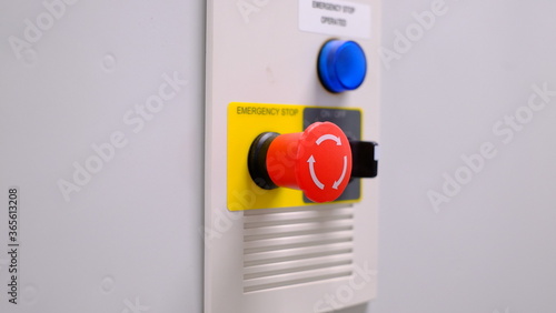 Electrical part and accessories in the  control cabinet , control and power distributor,lockout ,tagout. Emergency push stop buttom and selector switch on cablinet