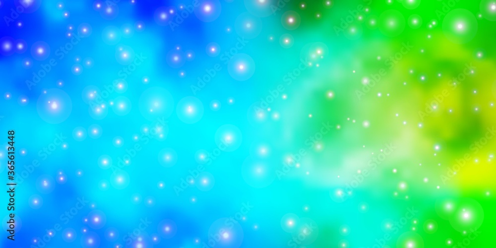 Obraz premium Light Blue, Green vector layout with bright stars. Decorative illustration with stars on abstract template. Theme for cell phones.