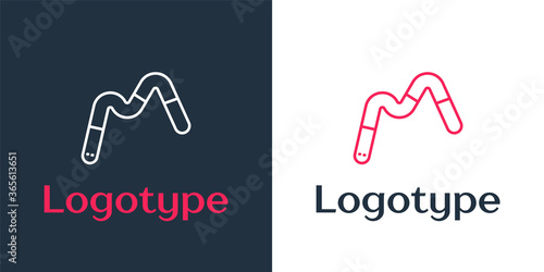 Logotype line Jelly worms candy icon isolated on white background. Logo design template element. Vector.