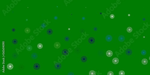 Light green vector doodle template with flowers.