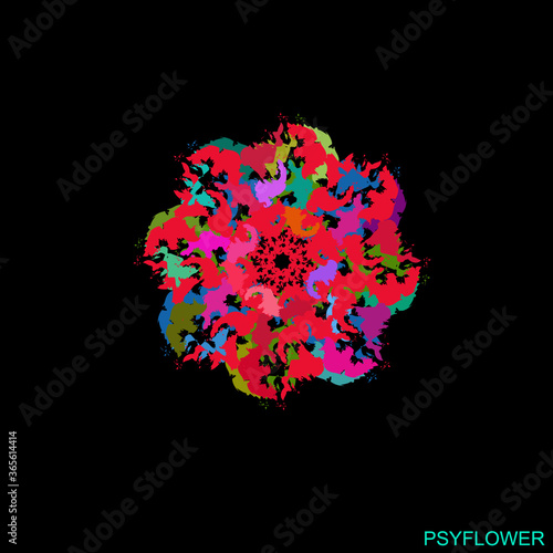 Flower logo sign icon Acid style Hand drawn Modern creative colorful rainbow design Fashion print clothes apparel greeting invitation card cover banner poster flyer websites Vector