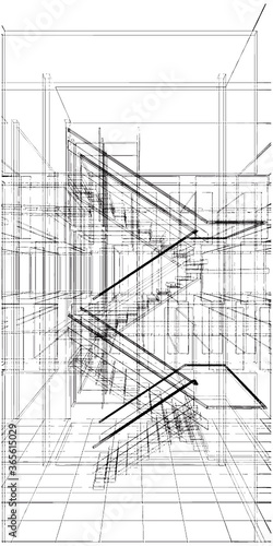 Abstract Construction Staircase Of The Line Vector