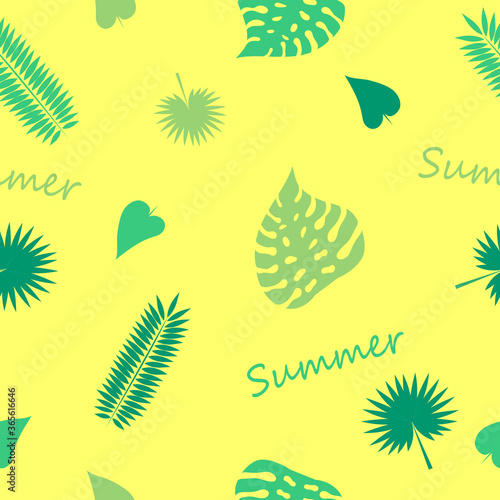 Wallpaper Mural Palm leaves seamless pattern. Tropical leaves isolated on dark background Torontodigital.ca
