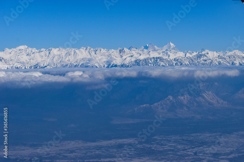 A beautiful view of Snow Covered mountains at Kashmir Valley,India. © Sudip