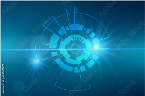 Vector illustration white gear wheel on circuit board, Hi-tech digital technology and engineering, digital telecoms technology concept, Abstract futuristic- technology on blue color background