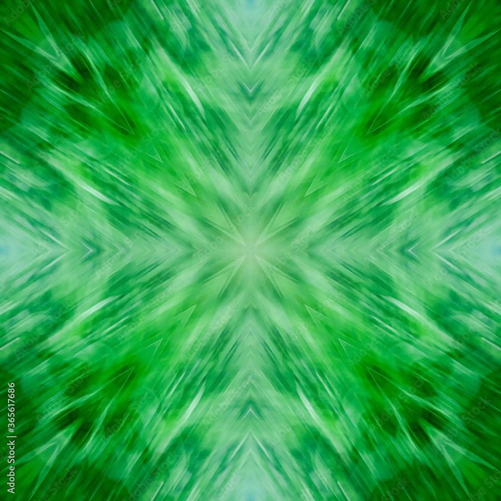 Computer graphics, illustration - a square pattern, kaleidoscope in different shades of green. Computer graphics, illustration - a square pattern, kaleidoscope in different shades of green.