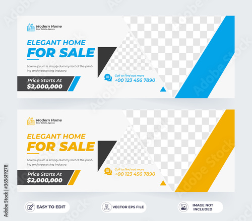 Real estate home rent sale social media post facebook cover page timeline web ad banner template design