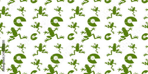 Seamless adorable  frog  theme forest animals illustration background wallpaper pattern