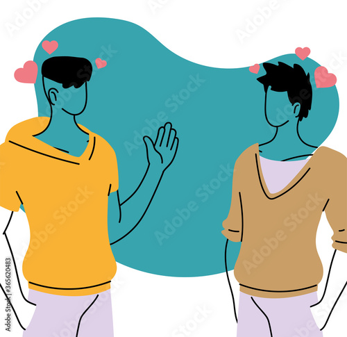 Young man and woman couple in love