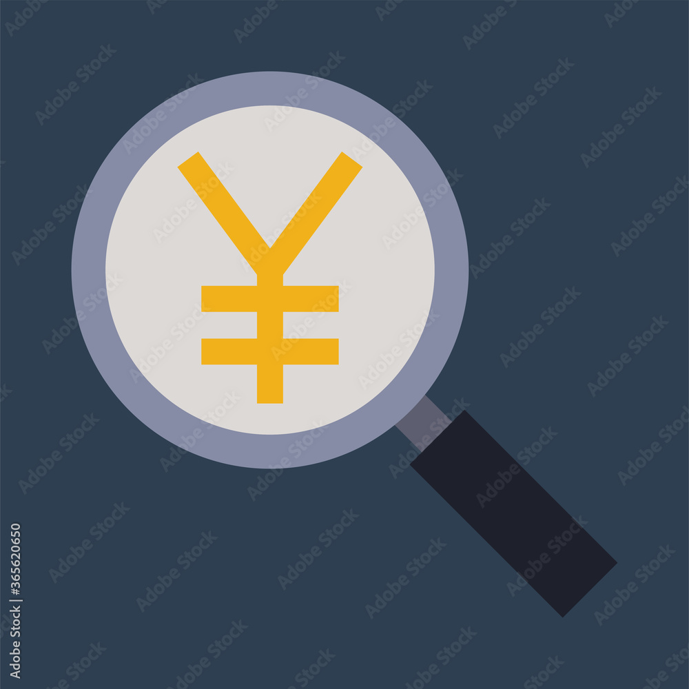 Obraz premium Graphic mall, Find yen money, Flat color icon.