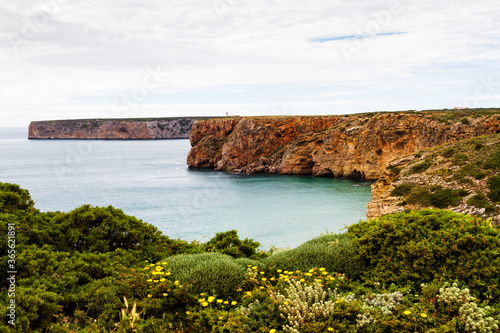 Aerial view of Cape Cabo St. Vincent. Europe's most South-western point, Sagres, Algarve, Portugal.