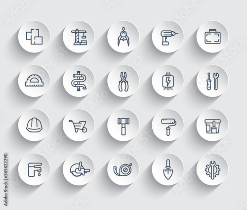 construction, house renovation line icons set