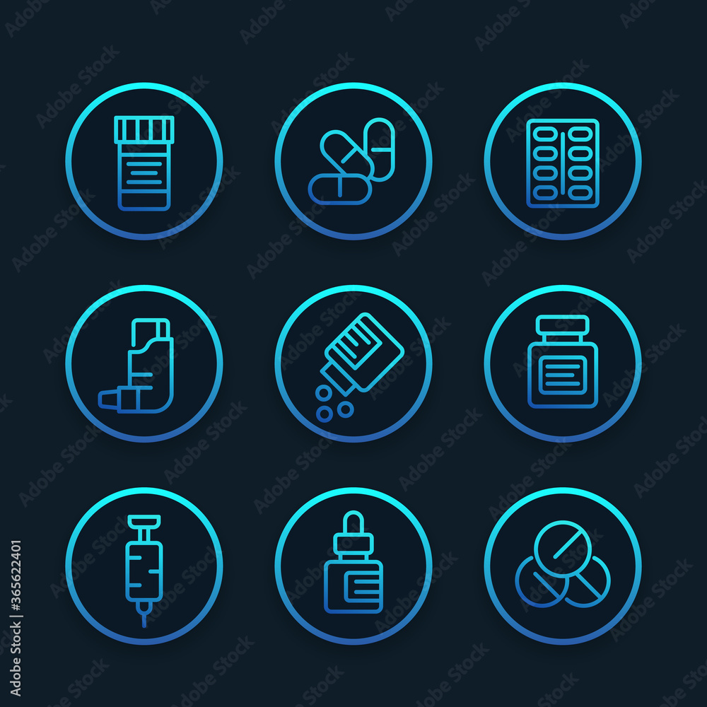 medicaments, pharmaceutics, drugs line icons medicaments, pharmaceutics, drugs line icons