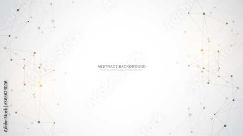 Abstract polygonal background with connecting dots and lines. Global network connection, digital technology and communication concept.