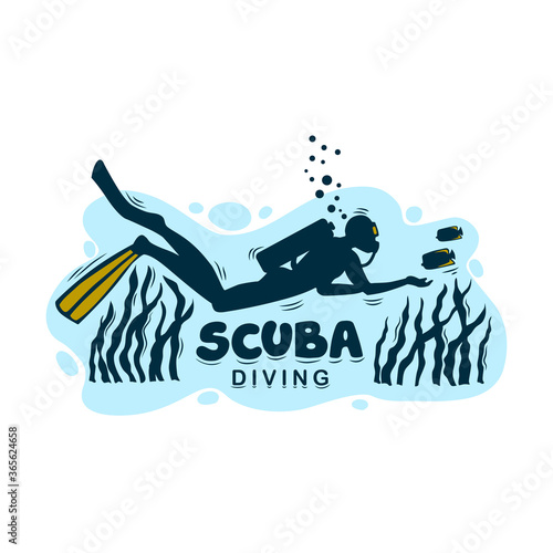Logo for scuba diving on an isolated background. Vector logo or icon for a diving center.