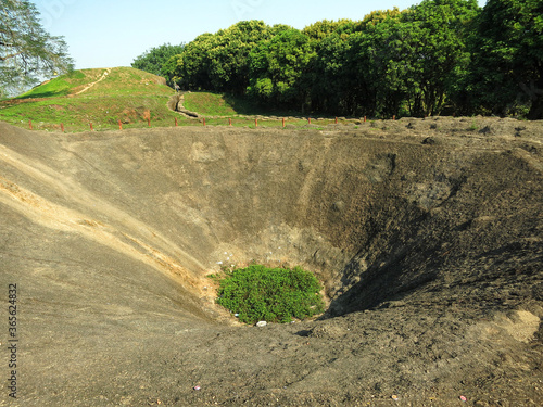 The bomb crater at A1 Hill in Dien Bien Phu, VIETNAM, which was an important battlefield during the Battle of Dien Bien Phu