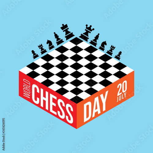 Vector illustration about International Chess Day. world chess day 20 july