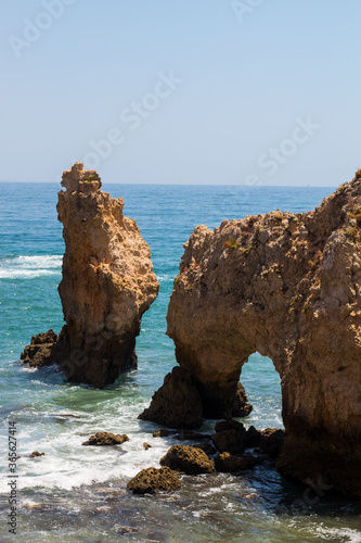 Algarve, Lisbon. Beautiful bay near Lagos town with high cliffs on the shore of the Atlantic Ocean. The Algarve is the southernmost region of continental Portugal. 