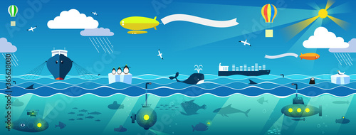 Panorama of the marine landscape vector clipart