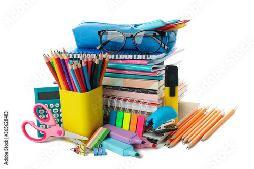 Εκτύπωση καμβά Different school supplies isolated on white background
