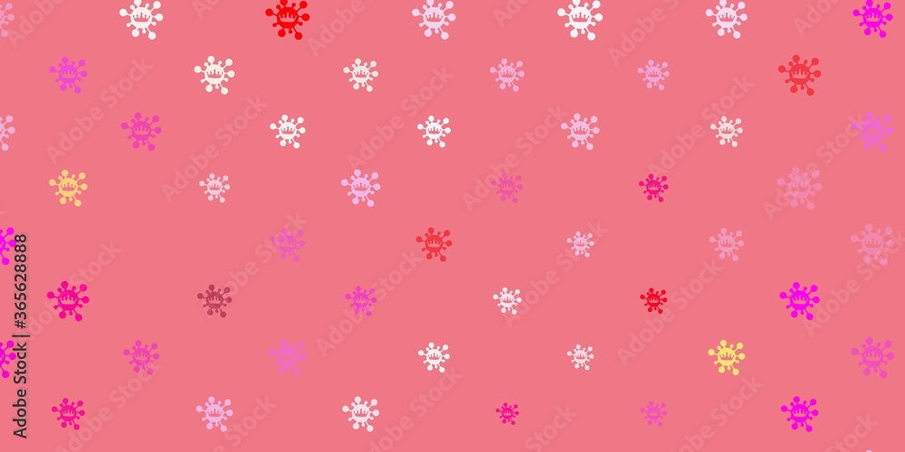 Light pink, yellow vector backdrop with virus symbols. Light pink, yellow vector backdrop with virus symbols.