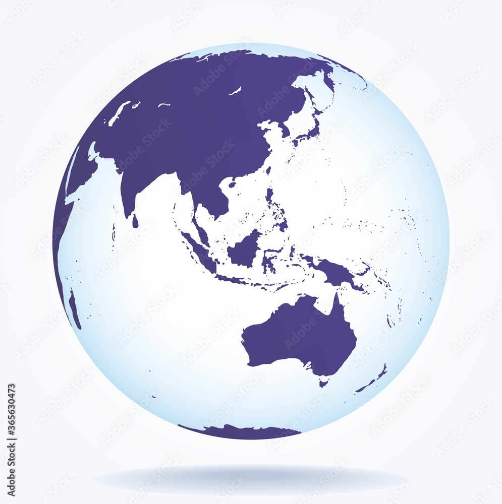 Obraz premium Earth hemispheres with continents, realistic world map in globe shape