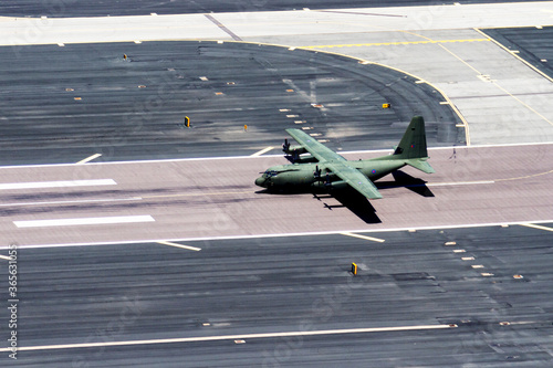 Gibraltar airport runway and La Linea de la Concepcion in Spain, southern Andalucia region, Cadiz province.