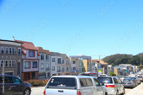 Colorful Townhouses in Sunset District, San Francisco, California