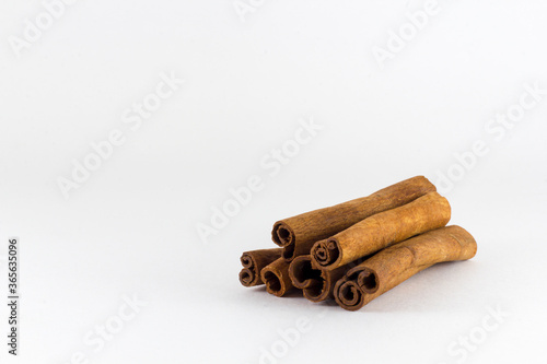 Cinnamon close-up on a white background
