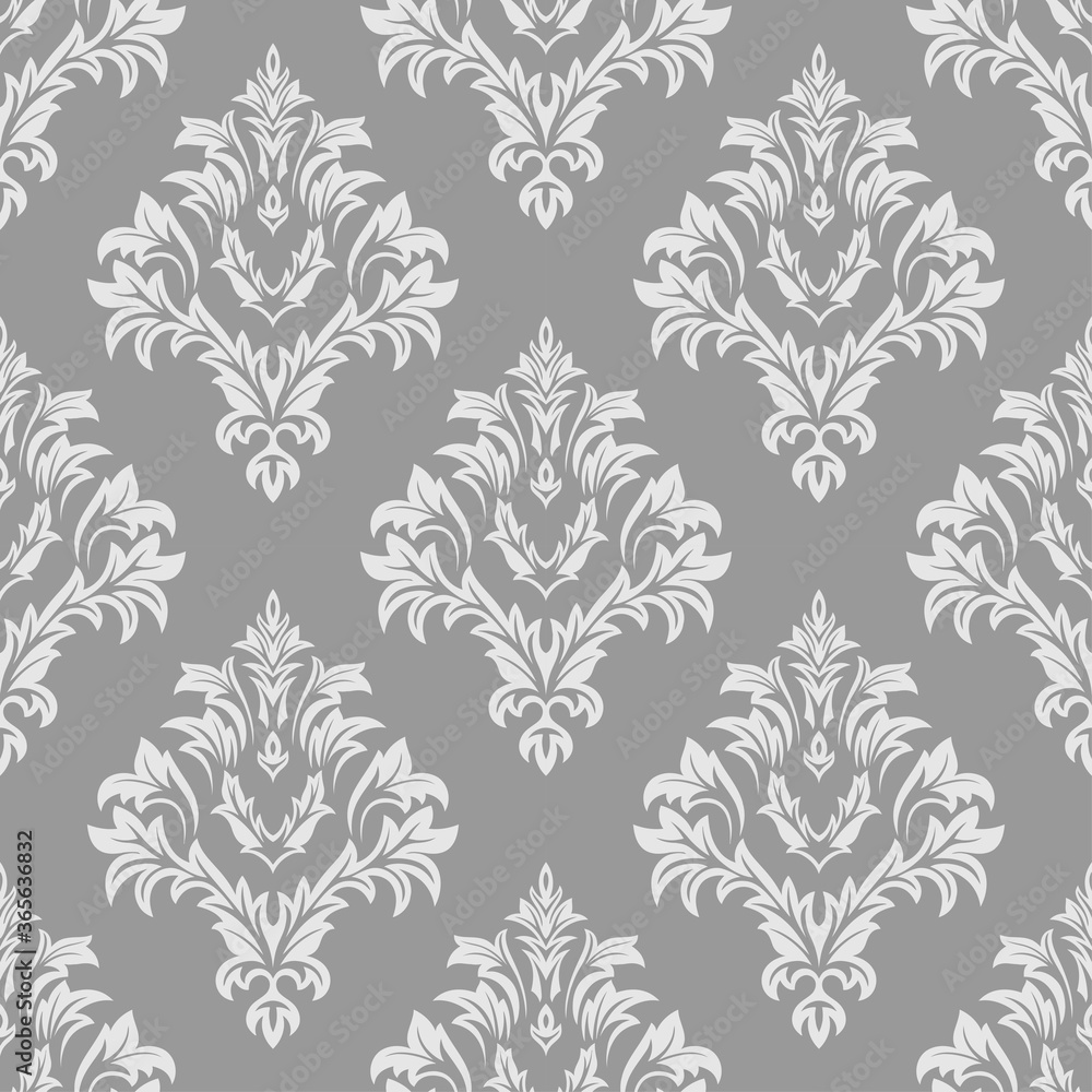 abstract white and grey damask seamless pattern in moroccan, persian style. abstract white and grey damask seamless pattern in moroccan, persian style.