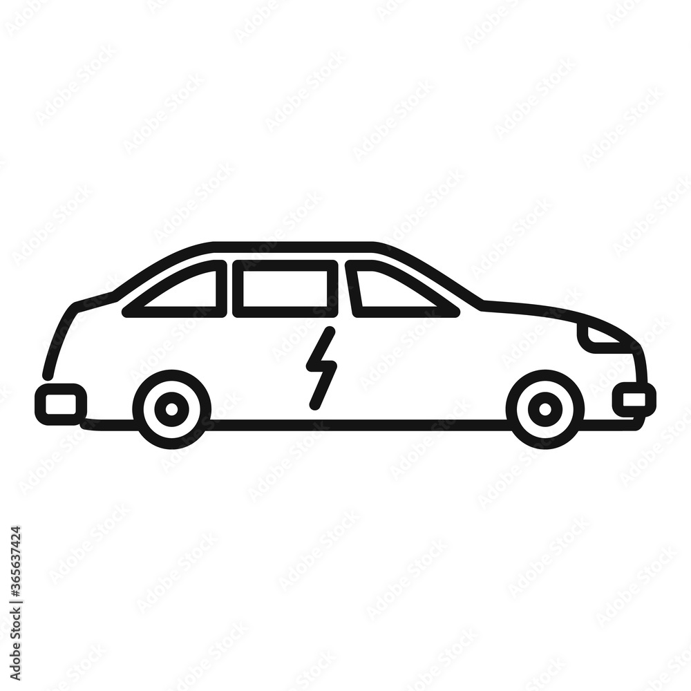 Electric car icon. Outline electric car vector icon for web design isolated on white background