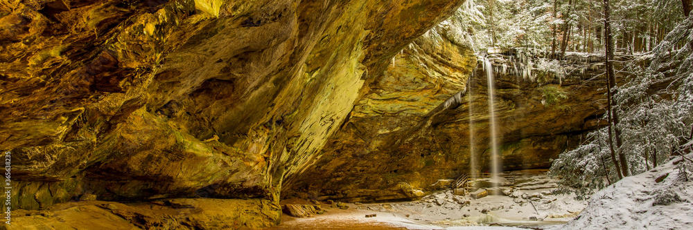 Ash Cave in Hocking Hills State Park after winter snow