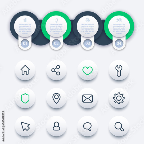 business infographics template with line icons set
