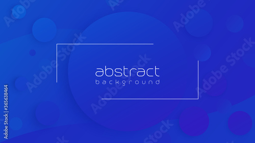 Abstract wide background with blue round shapes, vector