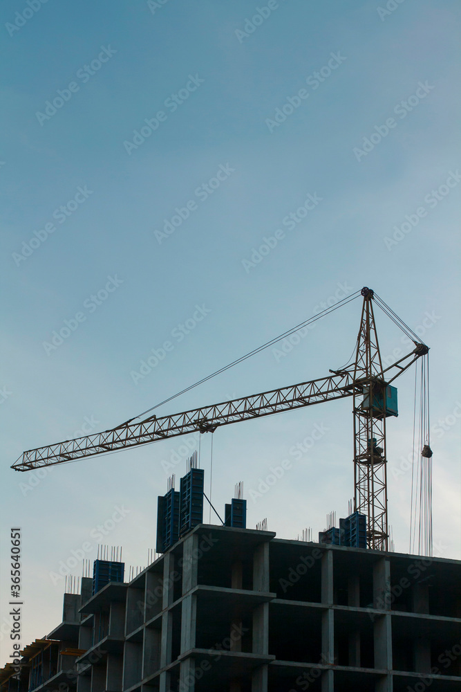 Construction crane on the construction of a building