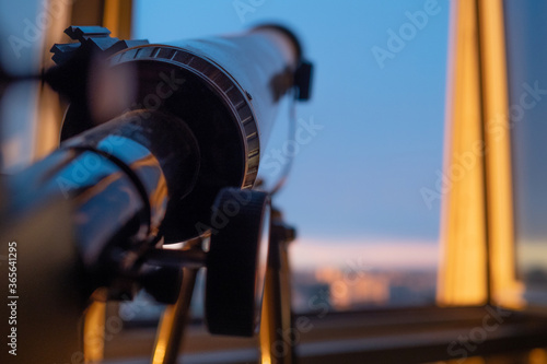 telescope on the balcony, Telescope on the tripod, shallow