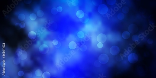 Dark BLUE vector background with spots. Abstract colorful disks on simple gradient background. Design for your commercials.