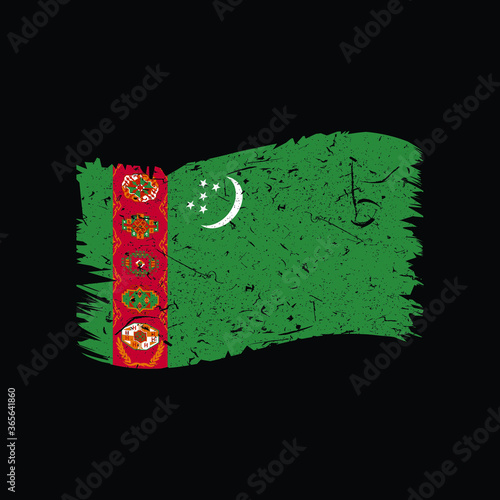 Turkmenistan Flag Grunge Distress Vintage Style Vector 