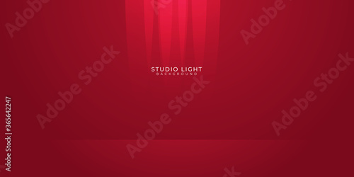 Empty red studio room, used as background for display your products. Red studio background. Empty vivid red color studio room, modern interior wall. Advertisement banner, scarlet velvet website