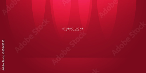 Empty red studio room, used as background for display your products. Red studio background. Empty vivid red color studio room, modern interior wall. Advertisement banner, scarlet velvet website